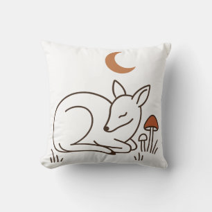Cojín Decorativo Arte minimalista de la noche de la luna del venado