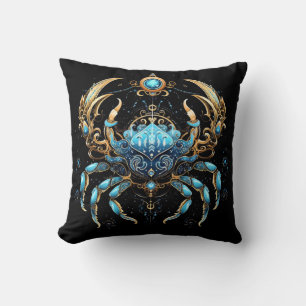 Cojín Decorativo Arte Místico del Zodiaco de Cáncer