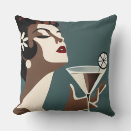 Cojín Decorativo Arte Moderno de Mitad de Siglo La DIva del Martini