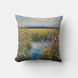 Cojín Decorativo Arte moderno Flores silvestres en el agua 
