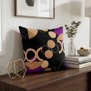Cojín Decorativo Arte moderno geométrico abstracto negro, púrpura y