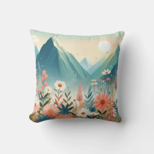 Cojín Decorativo Arte Moderno Montañas de Flores Silvestres Natural