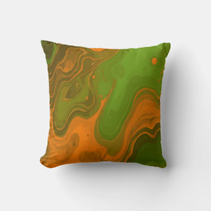Cojín Decorativo Arte moderno remolino verde y naranja abstracto