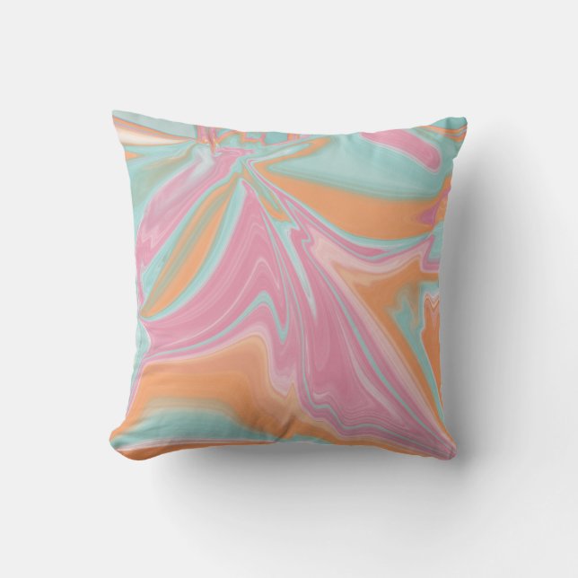 Cojín Decorativo Arte moderno Swirl - naranja de menta rosa (Anverso)