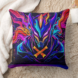 Cojín Decorativo Arte Neon Cyber Guardian