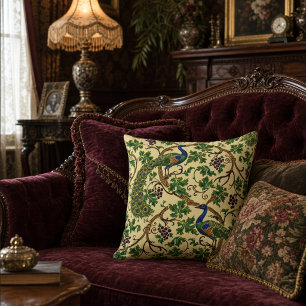 Cojín Decorativo Arte Nouveau de la Era Victoriana Pavos Parra