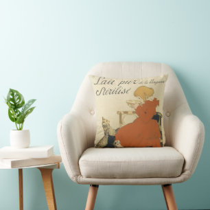 Cojín Decorativo Arte Nouveau Victoriano Antiguo, Niña con Gatos de