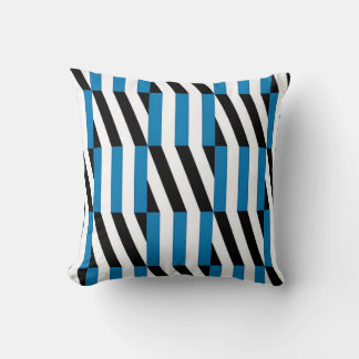 Cojín Decorativo Arte óptico geométrico moderno azul negro y blanco