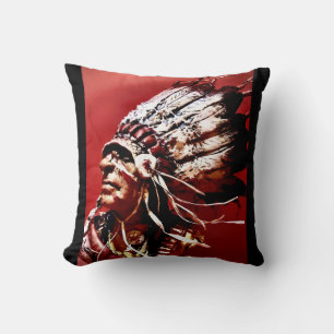 Cojín Decorativo Arte original de "Jefe Nez Perce" nativo