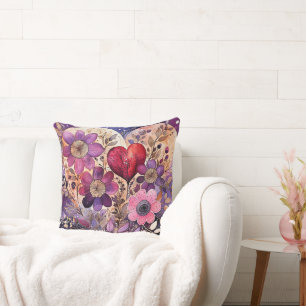 Cojín Decorativo Arte Ornamental Floral Heart