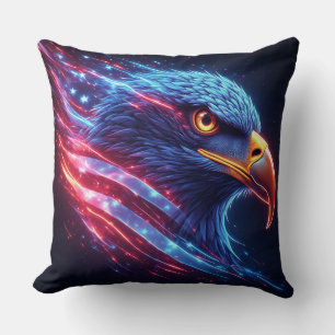 Cojín Decorativo Arte Patriótico Neon del Águila Militar