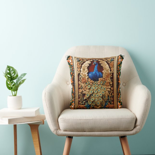 Cojín Decorativo arte pavo real al estilo real (Silla)