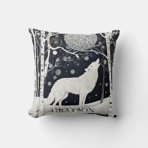 Cojín Decorativo Arte personalizado Art Nouveau Zorro Lobo Blanco d