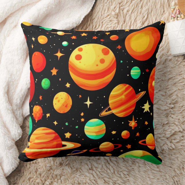 Cojín Decorativo Arte Personalizado cósmico con tonos cálidos (Manta)