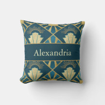Arte Personalizado Deco Teal & Dorado Nombre Geomé