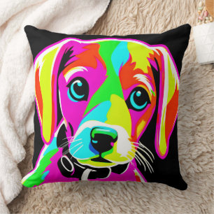 Cojín Decorativo Arte Pop Cachorro Neon