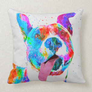 Cojín Decorativo Arte pop colorido de Terrier de pitbull