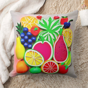 Cojín Decorativo Arte Pop de Frutas Coloridas