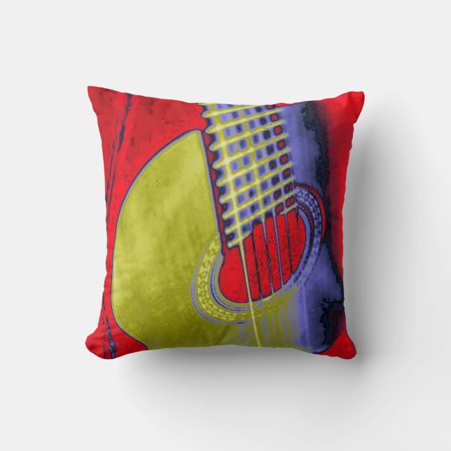 Cojín Decorativo Arte pop de guitarra español clásico (Anverso)