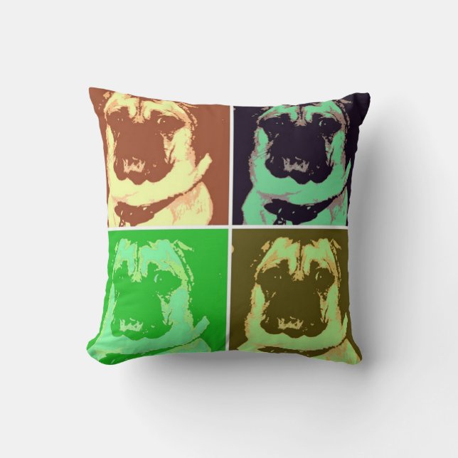 Cojín Decorativo Arte pop de pug (Anverso)