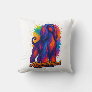 Cojín Decorativo Arte pop del hound afgano - Perro colorido vibrant