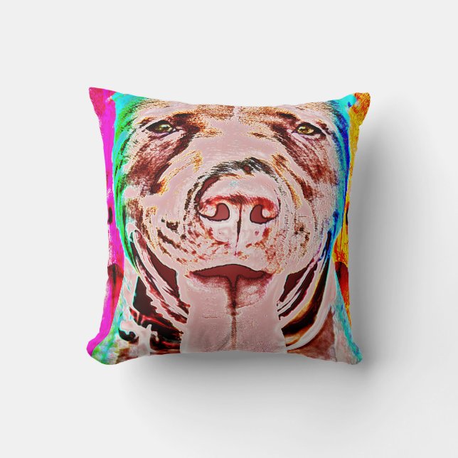 Cojín Decorativo Arte pop del pitbull (Anverso)