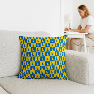 Cojín Decorativo Arte Pop Delaware Patrón de Cuadrícula Azul Amaril