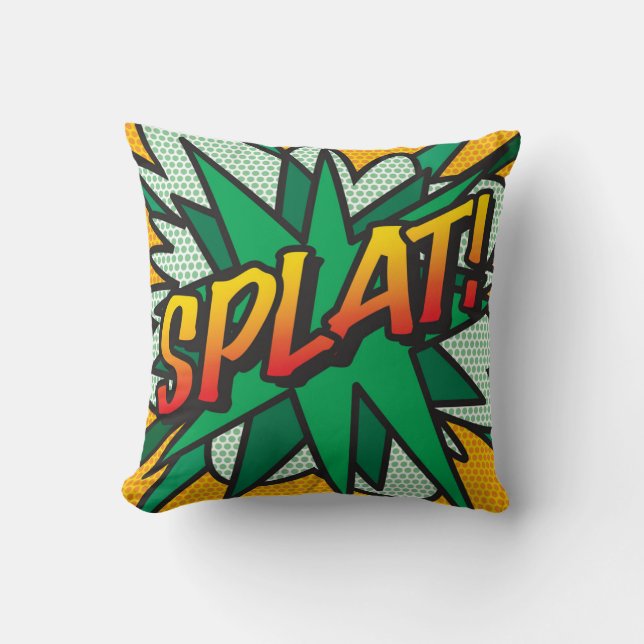 Cojín Decorativo Arte Pop Moderno Retro de Cómic SPLAT de Moda (Anverso)