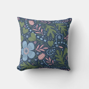 Cojín Decorativo Arte popular floral elegante patrón botánico vinta