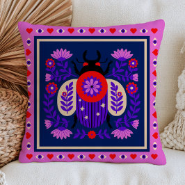 Cojín Decorativo Arte popular floral insecto funky maximalista Cott