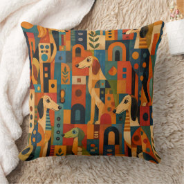 Cojín Decorativo Arte popular Saluki colorido