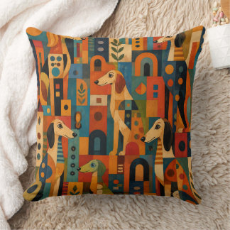 Cojín Decorativo Arte popular Saluki colorido