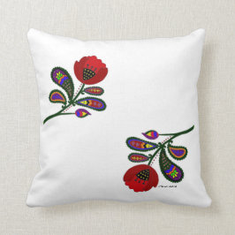 Cojín Decorativo Arte popular ucraniano de la amapola de Paisley