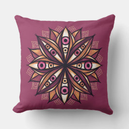 Cojín Decorativo Arte psicodélico de flores con ojos trippy y espel