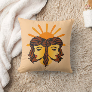 Cojín Decorativo Arte Retro de Zodíaco Géminis