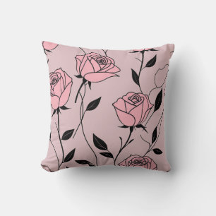 Cojín Decorativo Arte rosa rosa rosa, negro y blanco