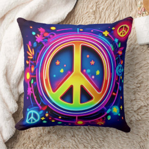 Cojín Decorativo Arte símbolo de la paz neonesa