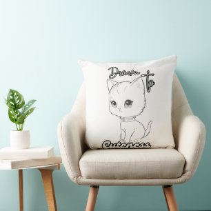 Cojín Decorativo Arte simple de gatitos blancos y negros