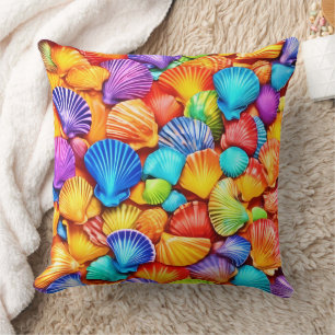 Cojín Decorativo Arte sinfónico vibrante de conchas marinas