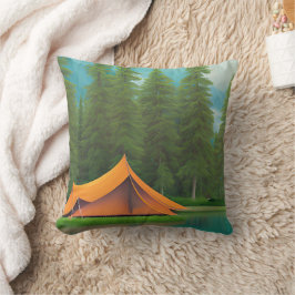 Cojín Decorativo Arte Temático de Camping | Tienda en los bosques d