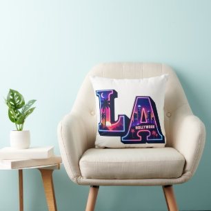 Cojín Decorativo Arte tipográfico neón al estilo California de los