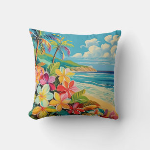 Cojín Decorativo Arte tropical de litografía de época