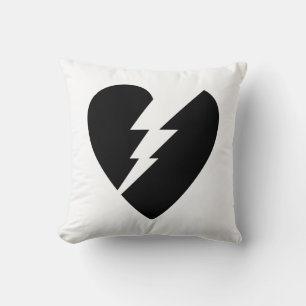 Cojín Decorativo Arte vector de corazón roto en blanco y negro