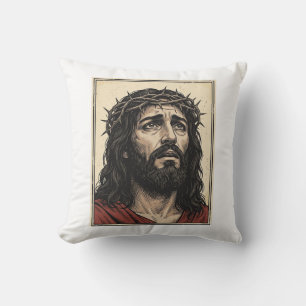 Cojín Decorativo Arte vectorial de retrato religioso de corona de e