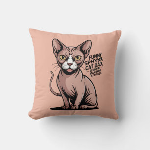 Cojín Decorativo Arte vectorial divertido del gato Sphynx papá
