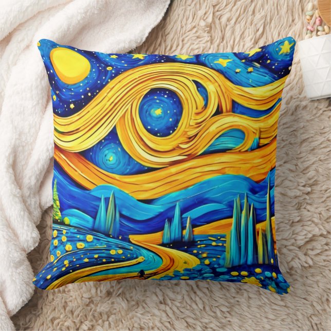 Cojín Decorativo Arte vibrante de estrellas (Manta)