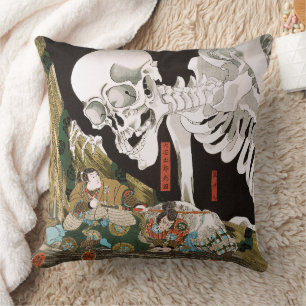Cojín Decorativo Arte vintage de Ukiyo-e Kuniyoshi Espectro de Esqu