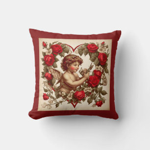 Cojín Decorativo Arte vintage del día de San Valentín amor cupido