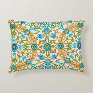 Cojín Decorativo Artes de Vid Verde Azul y Mostaza William Morris 
