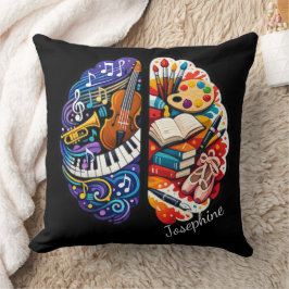 Cojín Decorativo Artes y Música Cerebrales Creativas Personalizadas